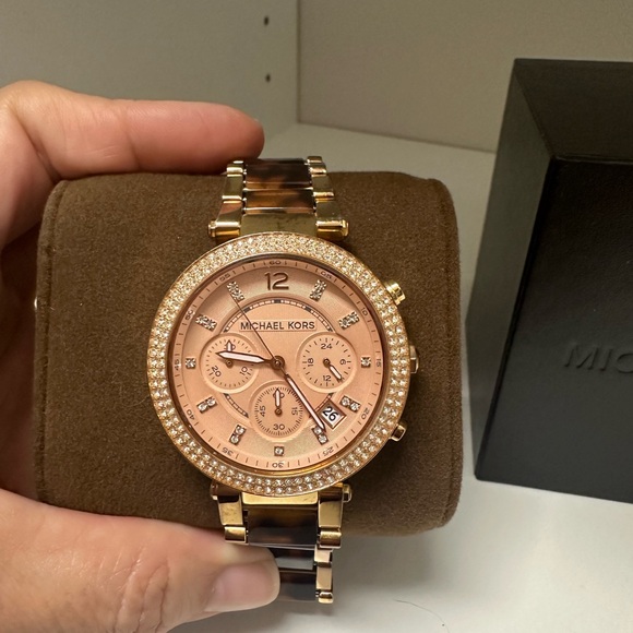 Michael Kors ParkerTortoise/Rose Gold Watch - Picture 1 of 8
